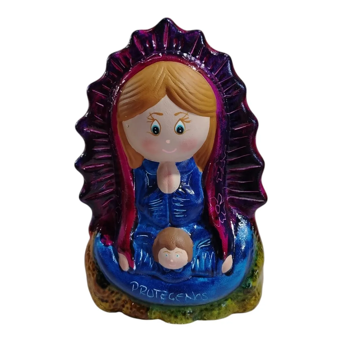 Alcancía virgen de Guadalupe azul